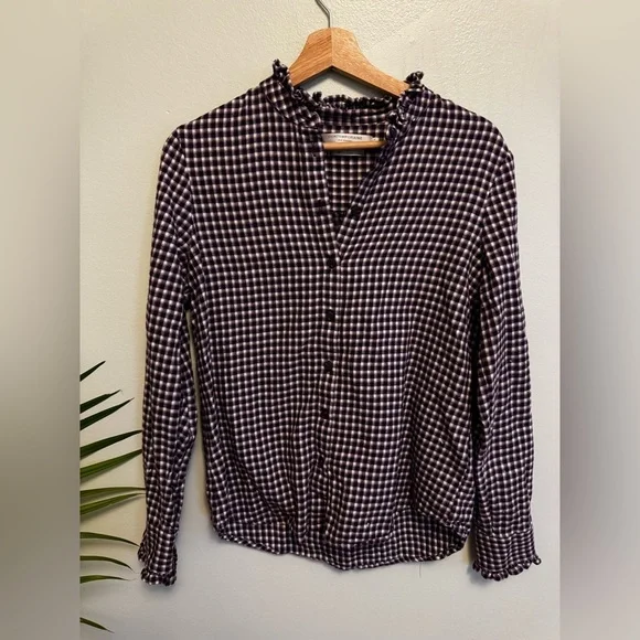 Simons Black and White Plaid Button Down Shirt - Picture 1 of 6